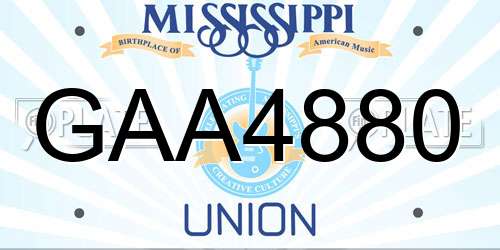 GAA4880 Mississippi License Plate