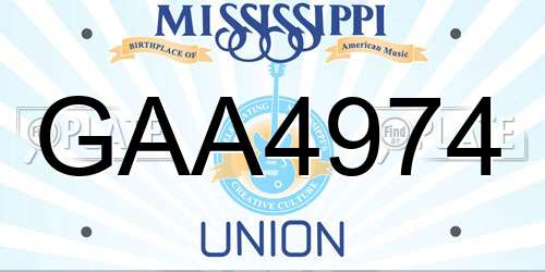 GAA4974 Mississippi License Plate