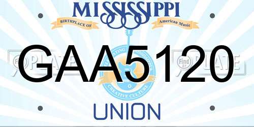 GAA5120 Mississippi License Plate