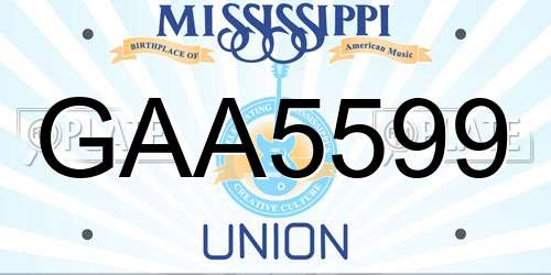 GAA5599 Mississippi License Plate