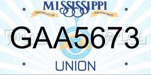 GAA5673 Mississippi License Plate