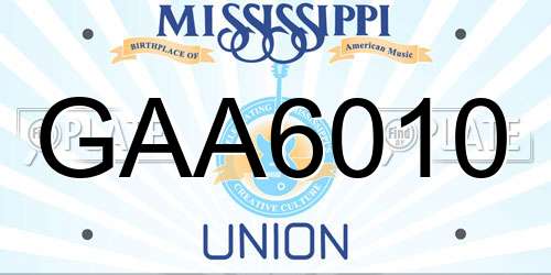 GAA6010 Mississippi License Plate