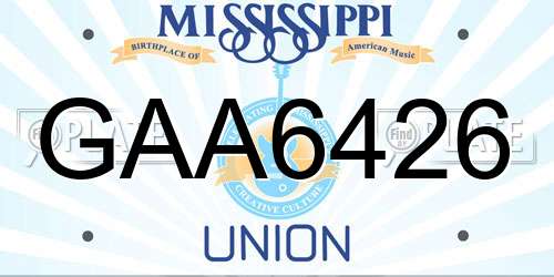 GAA6426 Mississippi License Plate