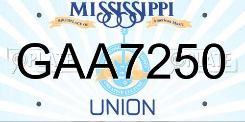 GAA7250 Mississippi License Plate