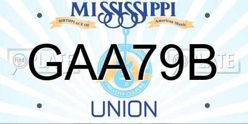 GAA79B Mississippi License Plate