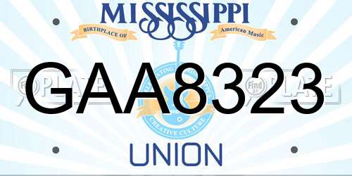 GAA8323 Mississippi License Plate