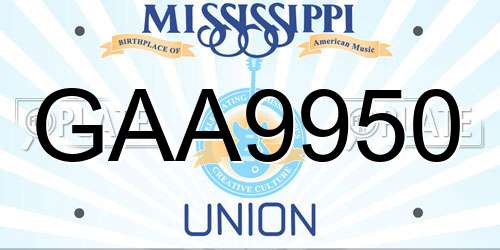 GAA9950 Mississippi License Plate
