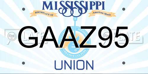 GAAZ95 Mississippi License Plate