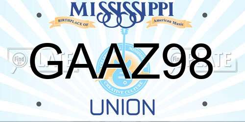 GAAZ98 Mississippi License Plate
