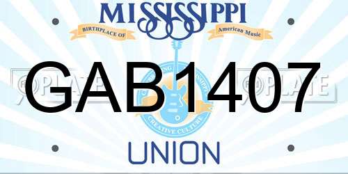 GAB1407 Mississippi License Plate