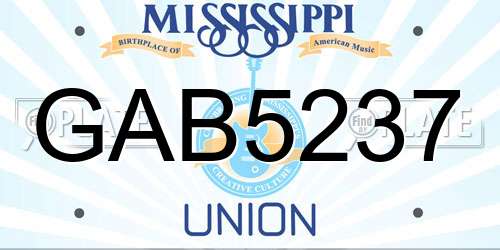 GAB5237 Mississippi License Plate