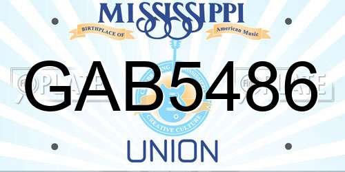 GAB5486 Mississippi License Plate