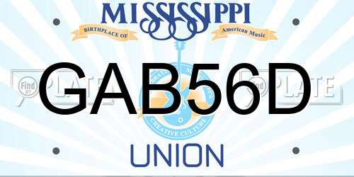 GAB56D Mississippi License Plate
