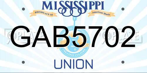 GAB5702 Mississippi License Plate