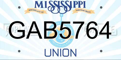 GAB5764 Mississippi License Plate