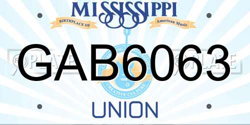 GAB6063 Mississippi License Plate