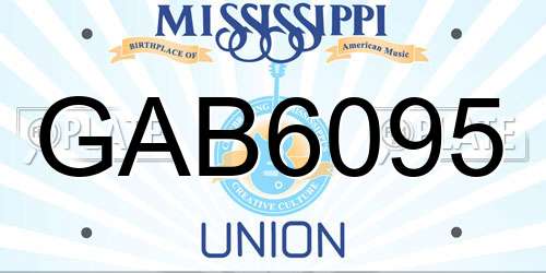 GAB6095 Mississippi License Plate