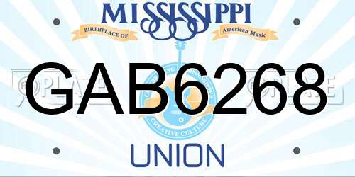 GAB6268 Mississippi License Plate