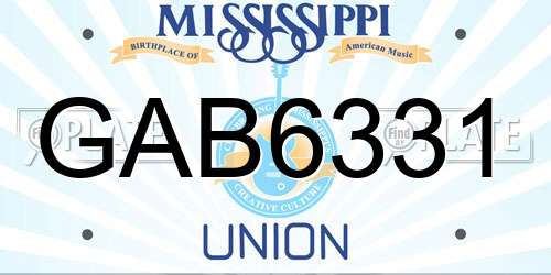 GAB6331 Mississippi License Plate