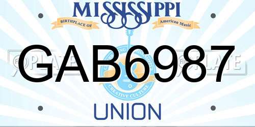 GAB6987 Mississippi License Plate