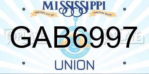 GAB6997 Mississippi License Plate