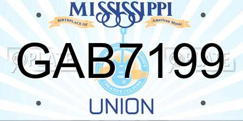 GAB7199 Mississippi License Plate