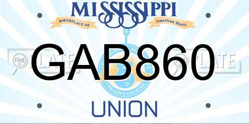 GAB860 Mississippi License Plate