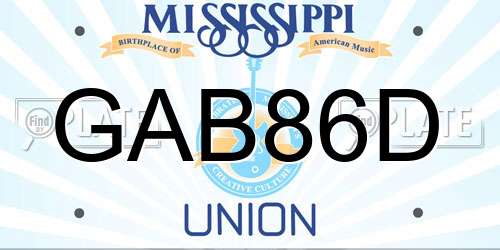 GAB86D Mississippi License Plate