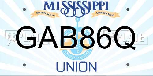 GAB86Q Mississippi License Plate
