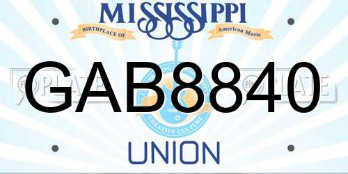 GAB8840 Mississippi License Plate