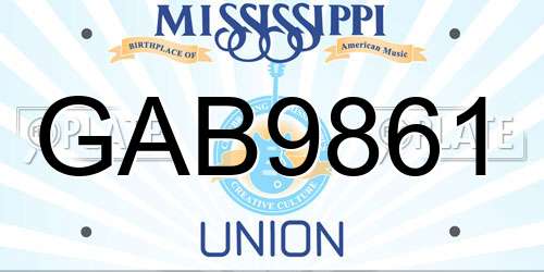 GAB9861 Mississippi License Plate