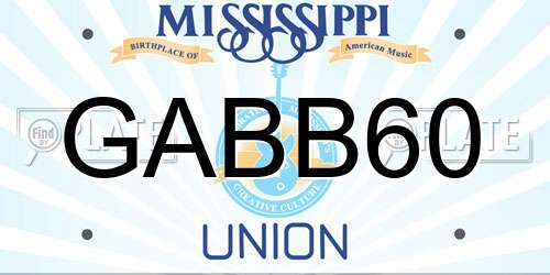 GABB60 Mississippi License Plate