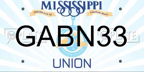 GABN33 Mississippi License Plate