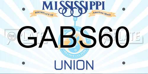 GABS60 Mississippi License Plate