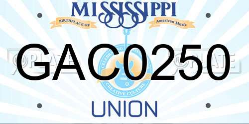 GAC0250 Mississippi License Plate