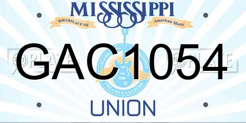 GAC1054 Mississippi License Plate