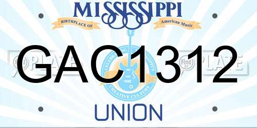 GAC1312 Mississippi License Plate