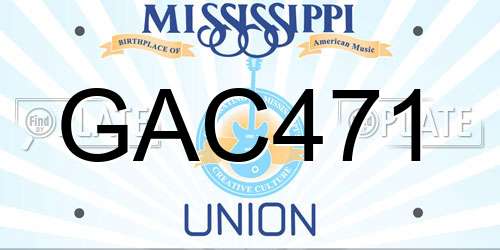 GAC471 Mississippi License Plate