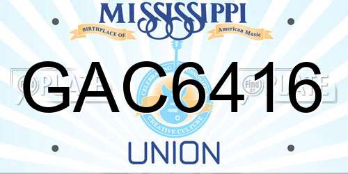 GAC6416 Mississippi License Plate