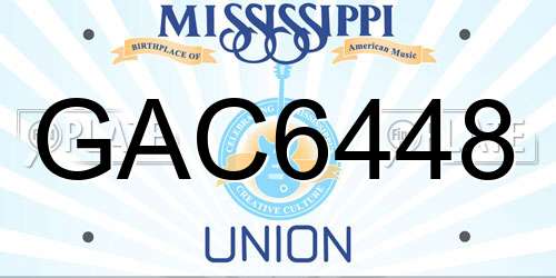 GAC6448 Mississippi License Plate