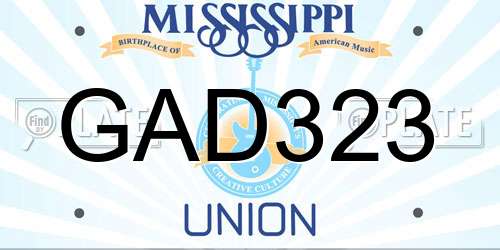 GAD323 Mississippi License Plate