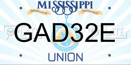 GAD32E Mississippi License Plate
