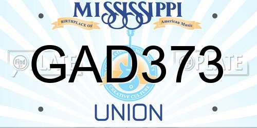 GAD373 Mississippi License Plate