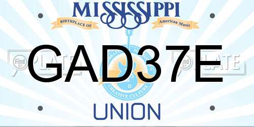 GAD37E Mississippi License Plate
