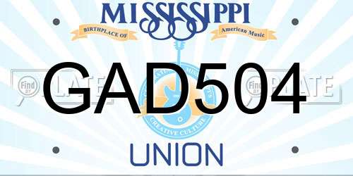 GAD504 Mississippi License Plate