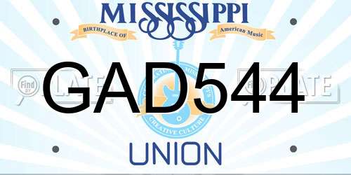 GAD544 Mississippi License Plate