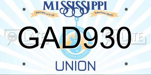 GAD930 Mississippi License Plate