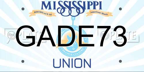 GADE73 Mississippi License Plate