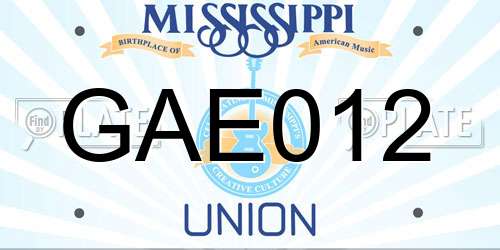 GAE012 Mississippi License Plate