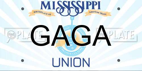 GAGA Mississippi License Plate